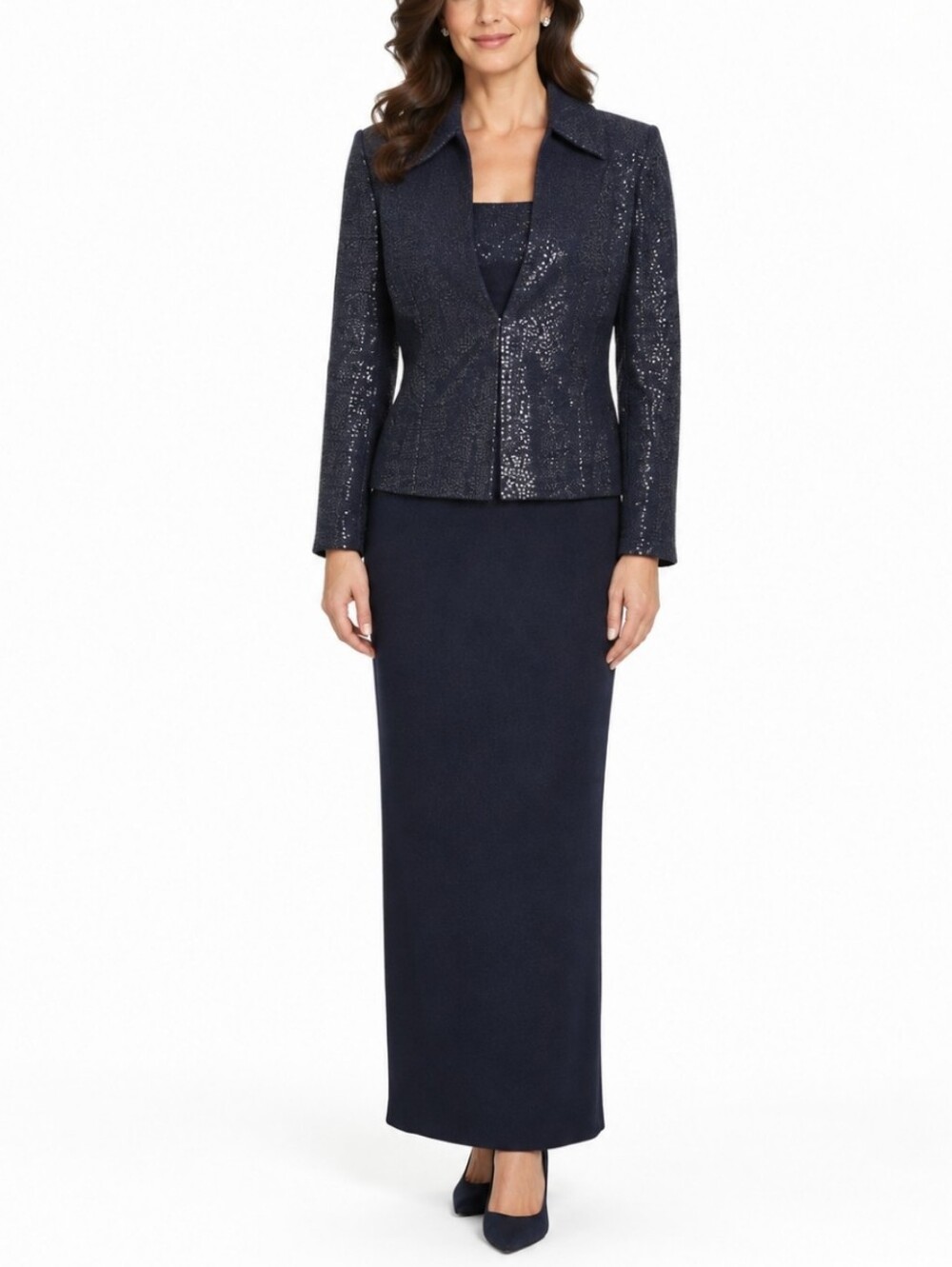 St john 3 PC set navy blue s12 top, blazer and skirt very unique set